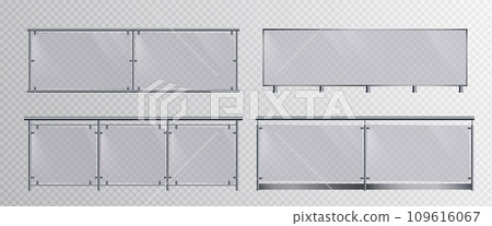 Glass banister for balcony or terrace fence. Glass banister for balcony or terrace fence. 109616067