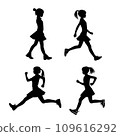 行走跑步的女性剪影圖 109616292