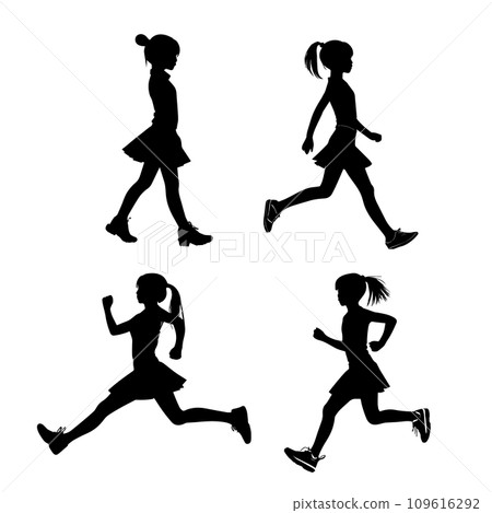 行走跑步的女性剪影圖 109616292