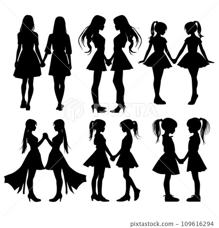 女性插畫集（剪影素材） 109616294