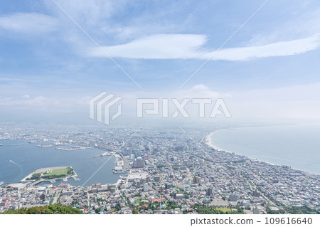 Hakodate, Hokkaido - The cityscape of Hakodate in early summer as seen from the observation deck at the top of Mt. Hakodate 109616640
