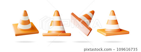 3D Traffic Cone Icon Set 3D Traffic Cone Icon Set 109616735