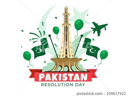 Happy Pakistan Resolution Day Vector Illustration on 23 March with Waving Flag and Landmarks in National Holiday Flat Cartoon Background Design Happy Pakistan Resolution Day Vector Illustration on 23 March with Waving Flag and Landmarks in National Holiday Flat Cartoon Background Design 109617422