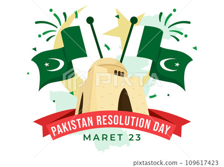 Happy Pakistan Resolution Day Vector Illustration on 23 March with Waving Flag and Landmarks in National Holiday Flat Cartoon Background Design Happy Pakistan Resolution Day Vector Illustration on 23 March with Waving Flag and Landmarks in National Holiday Flat Cartoon Background Design 109617423