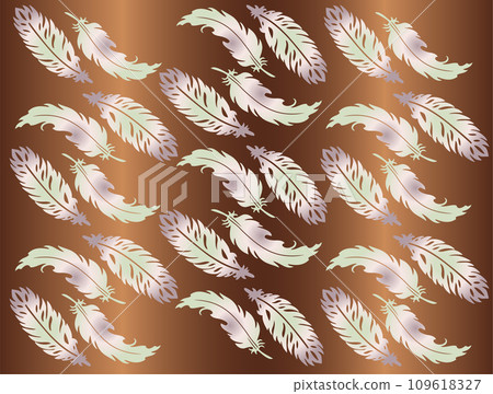 Repeating feather pattern on brown gradient 109618327