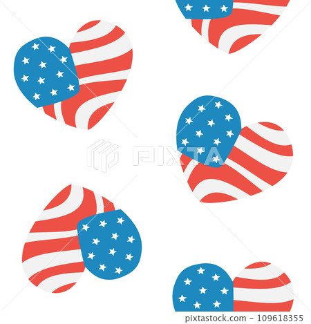 Vector seamless pattern of American usa flag heart Vector seamless pattern of American usa flag heart 109618355