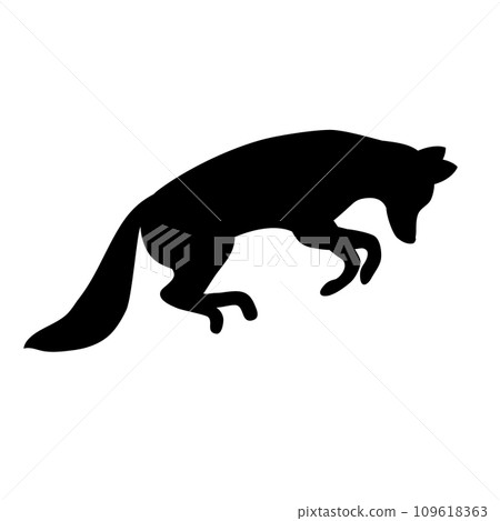 Vector flat hand drawn jumping fox silhouette Vector flat hand drawn jumping fox silhouette 109618363