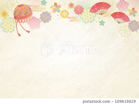 Japanese pattern background of ball and fan Japanese pattern background of ball and fan 109618829