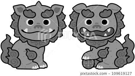 守護犬和獅子雕像 守護犬和獅子雕像 109619127