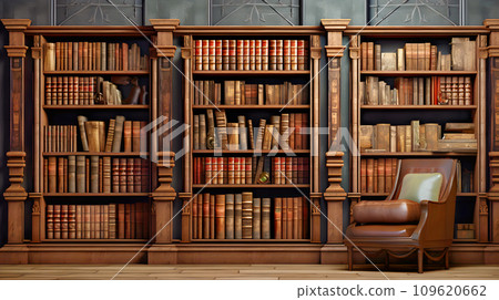 Bookshelf lined with foreign books Bookshelf lined with foreign books 109620662