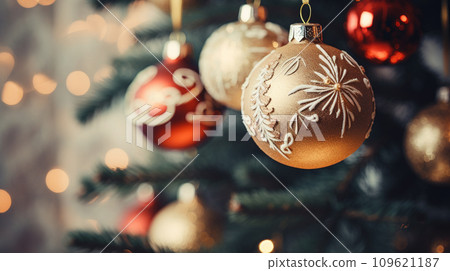 Ornaments on a Christmas tree ornament 109621187