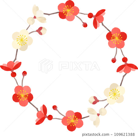 plum blossom round frame plum blossom round frame 109621388