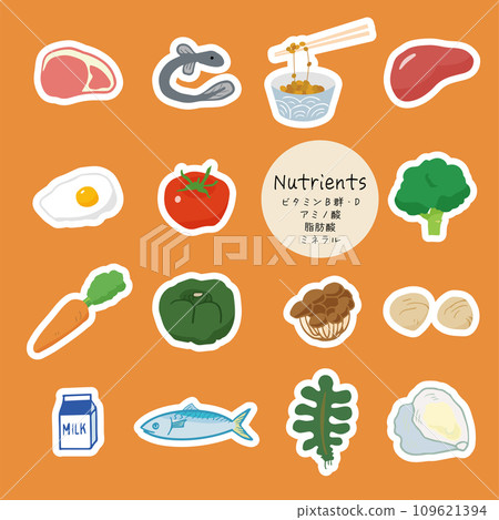 手繪輕鬆簡單的食物插畫圖示集_貼紙風格 手繪輕鬆簡單的食物插畫圖示集_貼紙風格 109621394