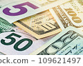 Close up photo of money. Dollar banknotes. 109621497