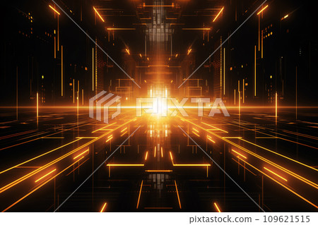 Abstract Technology Futuristic Neon Lines on Dark Background 109621515