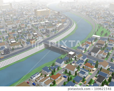 住宅區CG BG城市景觀景觀城市白色背景 109621548