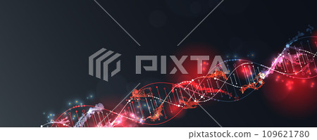 Science template, wallpaper or banner with a DNA virus molecules.  Hand drawn vector illustration. 109621780