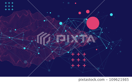Abstract wireframe mountain background. Modern science or technology art elements. Surface illustration. Hand drawn vector. 109621985