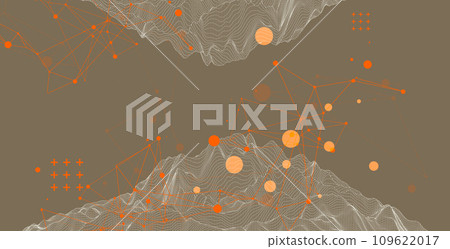 Abstract wireframe mountain background. Modern science or technology art elements. Surface illustration. Hand drawn vector. Abstract wireframe mountain background. Modern science or technology art elements. Surface illustration. Hand drawn vector. 109622017