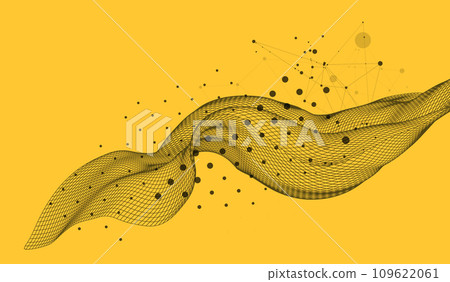 The abstract wave is made in a frame style in a bright gradient color. Template for science and technology presentation. Hand drawn vector. The abstract wave is made in a frame style in a bright gradient color. Template for science and technology presentation. Hand drawn vector. 109622061