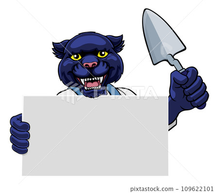 Bricklayer Panther Trowel Tool Handyman Mascot 109622101
