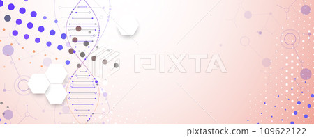 Science template, wallpaper or banner with a DNA molecules. Handmade vector illustration. Science template, wallpaper or banner with a DNA molecules. Handmade vector illustration. 109622122