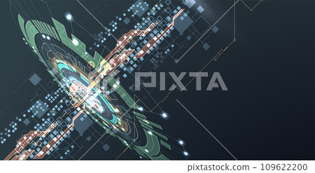 Handmade abstract technology concept. Circuit board, high computer color background. Vector illustration with space for content, web - template, business tech presentation. 109622200