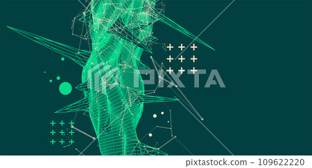 Wireframe science background with plexus effect. Futuristic handmade vector. 109622220