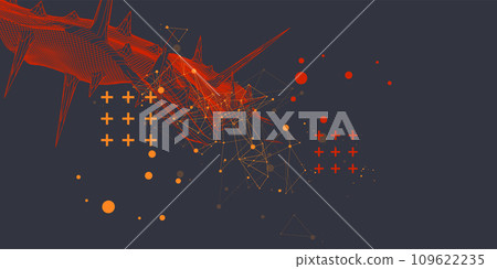 Wireframe science background with plexus effect. Futuristic handmade vector. Wireframe science background with plexus effect. Futuristic handmade vector. 109622235