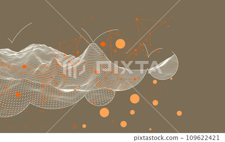 Modern science or technology elements. Trendy abstract background. Cyberspace surface illustration. Hand drawn vector. 109622421