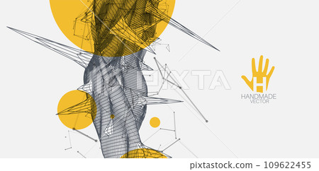 Wireframe science background with plexus effect. Futuristic handmade vector. Wireframe science background with plexus effect. Futuristic handmade vector. 109622455
