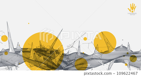 Wireframe science background with plexus effect. Futuristic handmade vector. 109622467