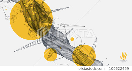 Wireframe science background with plexus effect. Futuristic handmade vector. Wireframe science background with plexus effect. Futuristic handmade vector. 109622469