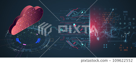 Cloud computing concept.Abstract connection technology background. Hand drawn vector. 109622552