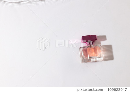 Beauty product bottle in water with copy space background on white background Beauty product bottle in water with copy space background on white background 109622947