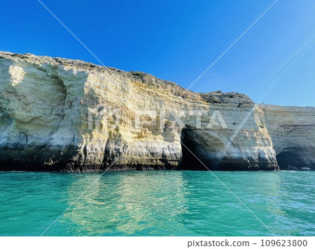 Beautiful view of Benagil Cave in Carvoeiro Algarve Portugal Beautiful view of Benagil Cave in Carvoeiro Algarve Portugal 109623800