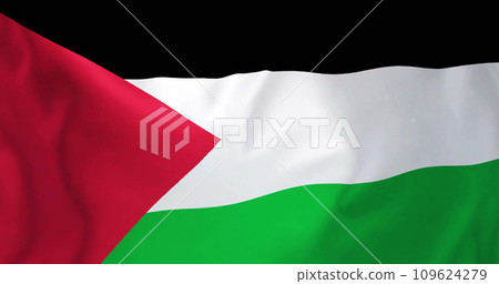 Image of flag of palestine waving Image of flag of palestine waving 109624279