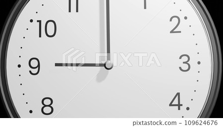 White clock showing 9 o'clock on white background White clock showing 9 o'clock on white background 109624676
