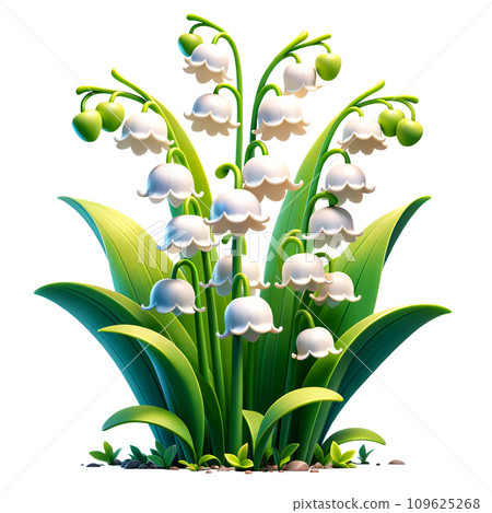 Lily of the valley flower illustration. PNG. AI generated image. 109625268