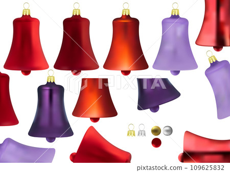 Set of Red and Purple Xmas Bells 109625832