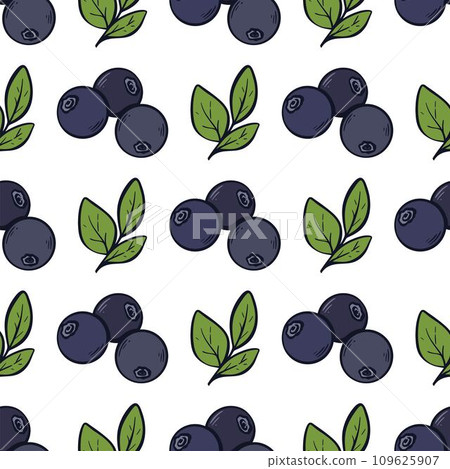 Fresh ripe blueberries seamless pattern 109625907