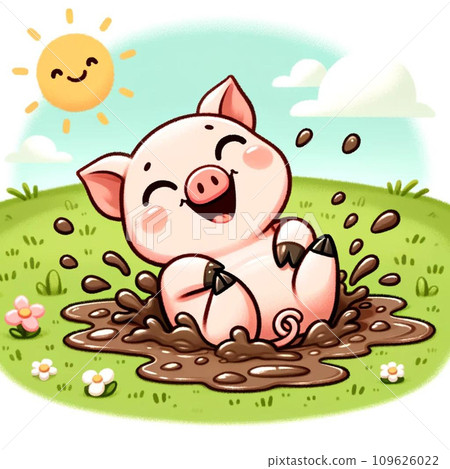 Cute pig playing in the mud Cute pig playing in the mud 109626022