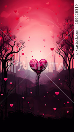 AI-generated content. Cartoon Style Illustration of a Romantic Landscape AI-generated content. Cartoon Style Illustration of a Romantic Landscape 109626519