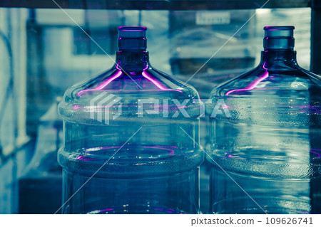 drink water factory using UV light disinfection sterilization system in production line to clean drinking water bottle tank 109626741