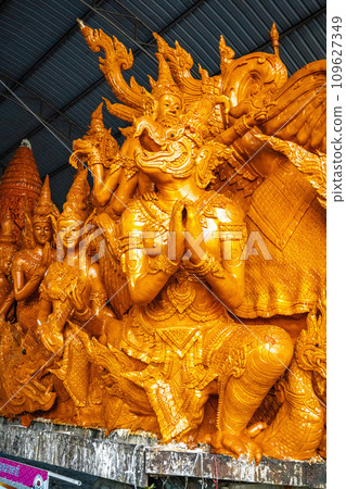 Wax carvings and sculptures in Wat Phra That Nong Bua, in Ubon, Thailand Wax carvings and sculptures in Wat Phra That Nong Bua, in Ubon, Thailand 109627349