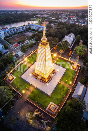 Aerial view of Wat Phra That Nong Bua, in Ubon, Thailand Aerial view of Wat Phra That Nong Bua, in Ubon, Thailand 109627373