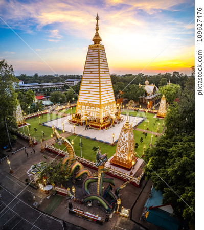 Aerial view of Wat Phra That Nong Bua, in Ubon, Thailand Aerial view of Wat Phra That Nong Bua, in Ubon, Thailand 109627476