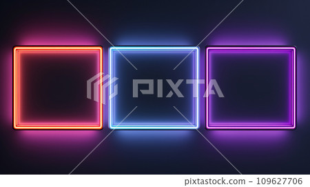 Neon frame on black background. Generative AI 109627706