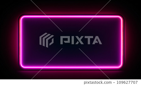 Neon frame on black background. Generative AI 109627707