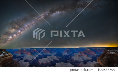 Landscape with a view of the Milky Way Grand Canyon image AI generated image Landscape with a view of the Milky Way Grand Canyon image AI generated image 109627799